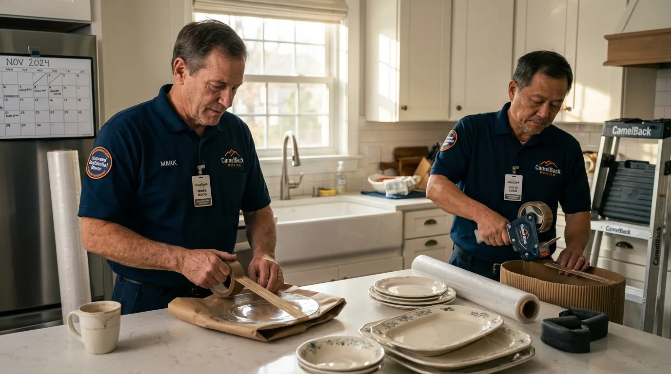 Professional crew packing kitchen dishware in Elizabeth, NJ